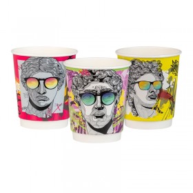 Pahare carton 235ml - 8oz, perete dublu, Pop Art Design, D80, 25buc Pahare din carton 6,88 lei