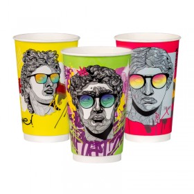 Pahare carton 470ml - 16oz, perete dublu, Pop Art Design, D90, 25buc Pahare din carton 10,38 lei