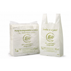 Pungi biodegradabile cu maner, 7kg, 30*16*h55 cm, 50buc Pungi biodegradabile 30,72 lei