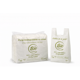 Pungi biodegradabile cu maner, 3kg, 23*11*h38 cm, 50buc Pungi biodegradabile 12,77 lei