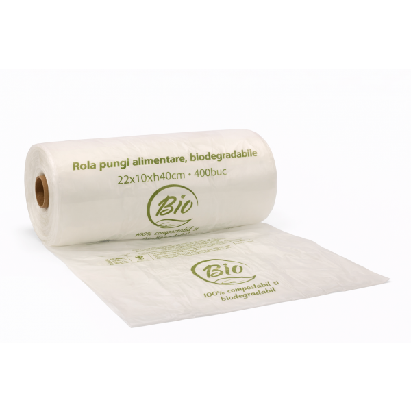 Rola pungi alimentare, biodegradabile, 22*10*h40 cm, 400buc Pungi 76,88 lei