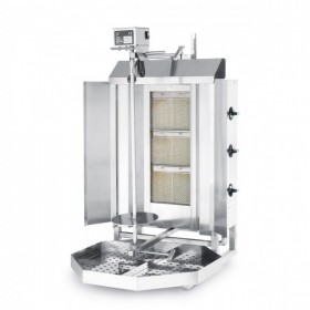 Kebab Grill Profi Line pe gaz, cu 3 arzatoare, rola carne 400x (h)510 mm, 9.75 KW, Inox, maxim 40 kg carne