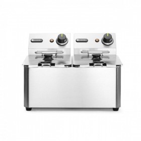 Friteuza electrica profesionala dubla, 2x4L, Hendi Blue Line, corp inox, termostat reglabil 0-190°C, 2x3000W