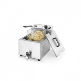 Friteuza electrica profesionala, Mastercook 8L, cu robinet, corp inox, termostat reglabil 0-195°C, 3500W