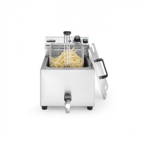 Friteuza electrica profesionala, Mastercook 8L, cu robinet, corp inox, termostat reglabil 0-195°C, 3500W