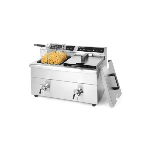 Friteuza electrica dubla, cu inductie, 2x8L, corp inox, panou digital, functie boost, 2x3500W