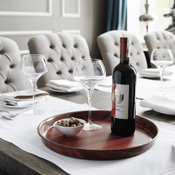 Tava Hendi pentru servire imitatie lemn rotunda, cu margine inalta 420mm Produse 145,08 lei