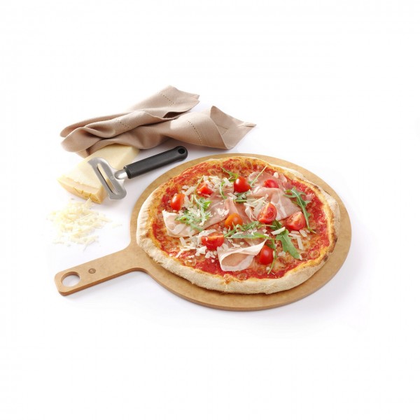 Tava servire pizza cu maner lemn laminat patentat rezistenta la temperatura pana la 175?C Hendi 254x (h)6mm