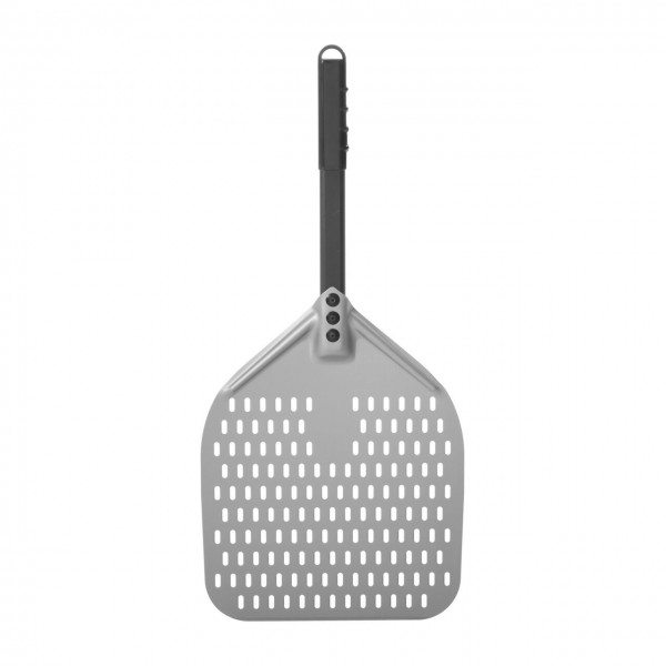 Lopata de pizza patrata perforata cu maner scurt negru, 355x710mm