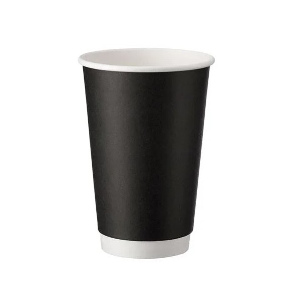 Pahare carton 330ml - 12oz, perete dublu, Matte Black, D80, 25buc Pahare carton ripped 9,14 lei