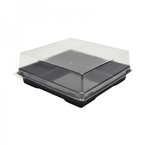 Caserola prajituri, baza neagra si capac transparent, 120*120*h45 mm, 50buc Caserole prajituri 50,85 lei