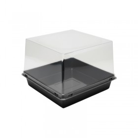 Caserola prajituri, baza neagra si capac transparent, 120*120*h80 mm, 50buc Caserole prajituri 61,16 lei