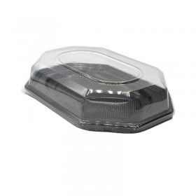 Platou negru, octagonal, cu capac transparent, 295*210*h65 mm, 10buc Produse 10,95 lei