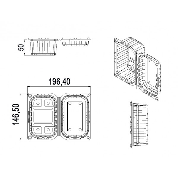 Caserole fructe, cu capac, 375gr, 146.5*196.4*h60, 100buc Produse 59,99 lei