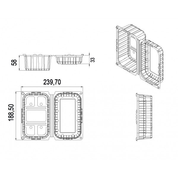 Caserole fructe, cu capac, 500gr, 188,5*239,7*h91, 100buc Produse 84,89 lei
