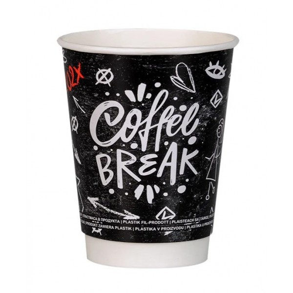Pahare carton 470ml - 16oz, perete dublu, Coffee Break, D90, 25buc Pahare carton ripped 11,98 lei