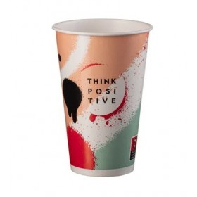 Pahare carton 350ml - 12oz, Think Positive, rece, D80, 50buc Pahare carton personalizat 11,79 lei
