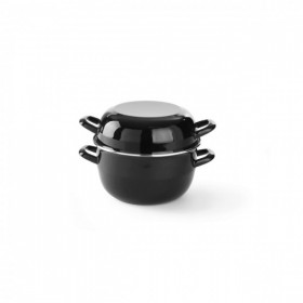 Oala emailata cu capac pentru scoici 3 Lit, 21cm Ø x13|20cm