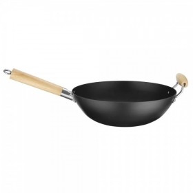 Wok cu maner din lemn Ø 32cm h 100mm otel carbon