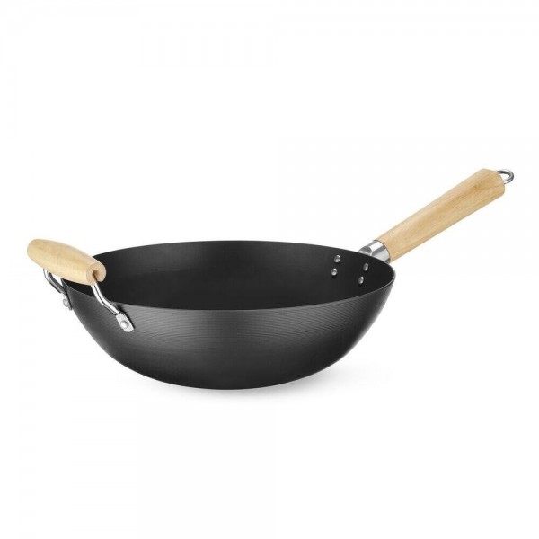 Wok cu maner din lemn Ø 32cm h 100mm otel carbon