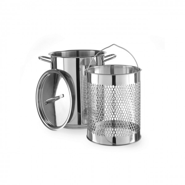 Set oala capac si cos pentru gatire la abur, otel inoxidabil 18/0, Ø 160x h280mm