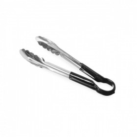 Cleste servire aperitive, salata, inox cu maner PVC negru, lungime 25 cm,