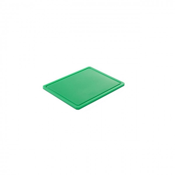 Tocator verde, 26.5x32.5x(h)1.2 cm - GN1/2, cu sant de scurgere, polietilena HDPE 500, norme de igiena HACCP,