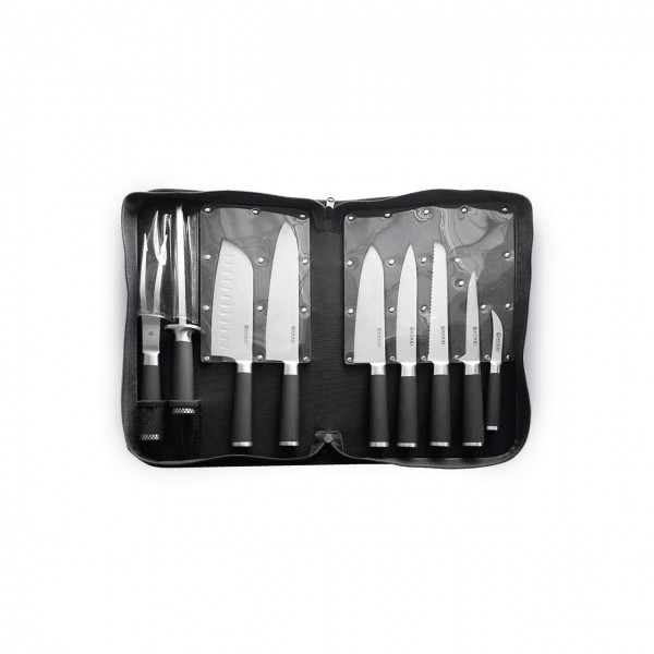 Set promotional cutite, 9 piese, Kurt Scheller Edition, lame inox cu rezistenta foarte mare, geanta suport inclusa