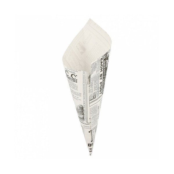 Con din hartie, design ziar, 450gr, 22x22cm, 1000buc, outlet Outlet 168,75 lei