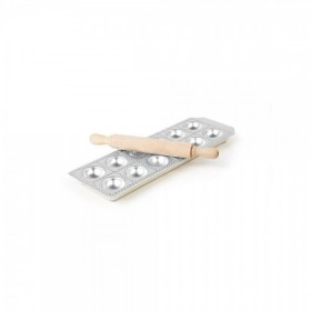 Forma ravioli 12 formate, aluminiu, picioare antialunecare cauciuc, sucitor lemn inclus, 39mm, 114x335x22 mm Produse 137,82 lei