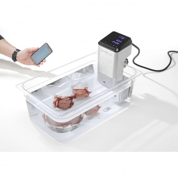 Aparat Sous-Vide Plus IPX7, capacitate 80L, 2200KW, conectare Wi-Fi cu 600 retete,  5øC la 99øC, display digital tactil
