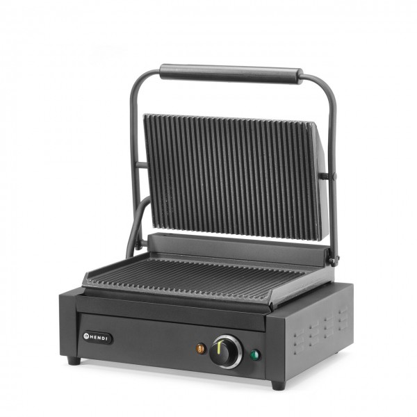 Grill Panini striat pe partea superioara si inferioara, 2200W, negru
