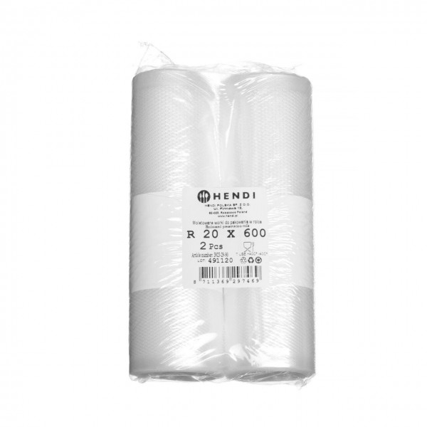 Set 2 role pungi de vidat gofrate pentru masini de ambalat, pentru depozitarea alimentelor 200x6000 mm