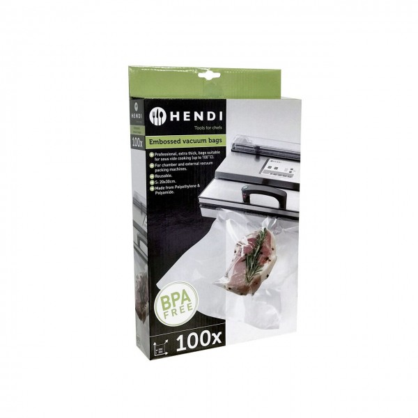 Set 100 pungi vacuu netede 200x300 mm, ideale gatit in sistem Sous-Vide, 2 straturi, 75 microni grosime