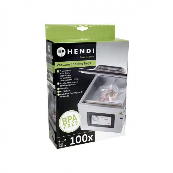 Set 100 pungi vacuum netede 250x350 mm, ideale gatit in sistem Sous-vide, 2 straturi, 75 microni grosime