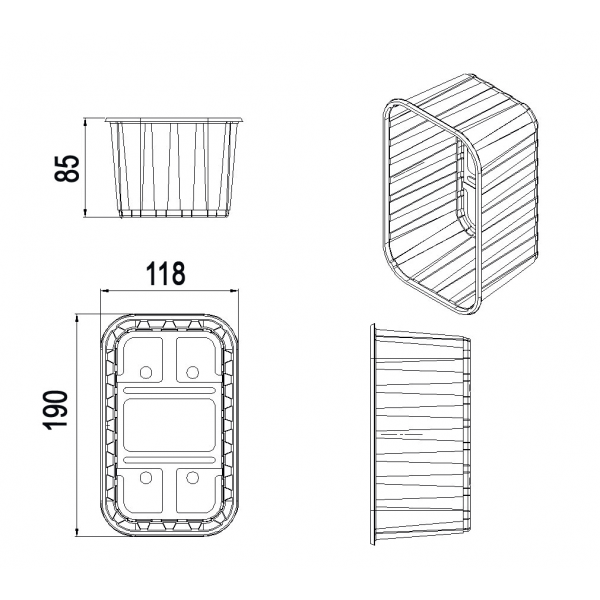 Caserole fructe, fara capac, 1kg, 190*118*h104, 900buc