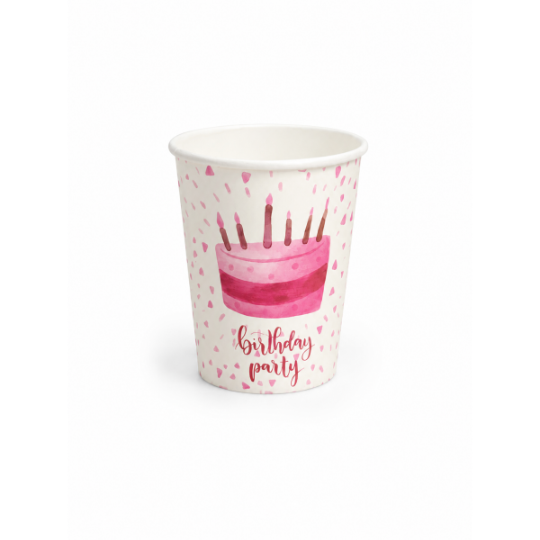 Pahare carton 235ml - 8oz Party, roz, D80, 15buc Pahare carton personalizat 5,59 lei