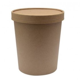 Bol supa, carton kraft BIO, cu capac, 473ml|16oz (500buc) Produse 668,16 lei