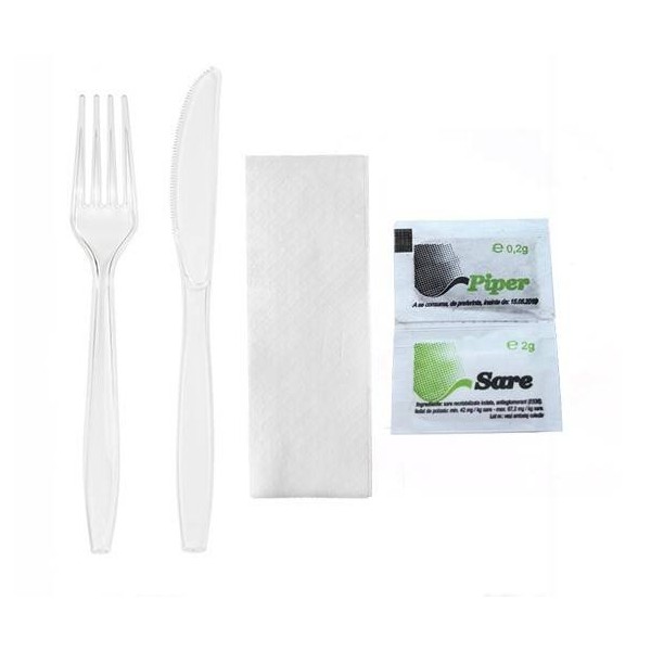 Set bis bio CPLA, furculita + cutit + servetel + sare + piper (100buc) Produse 39,15 lei
