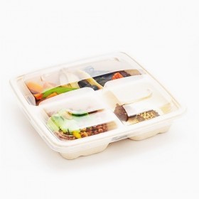 Caserole trestie, biodegradabile, 3 comp. + capac transparent (50buc) Caserole trestie 97,16 lei