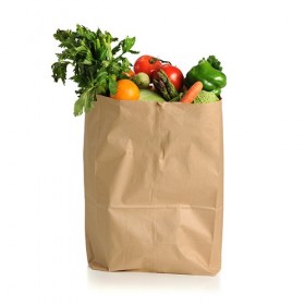 Punga kraft fara maner, meniu take away, 31x17x39cm (100buc) Pungi hartie natur 133,24 lei