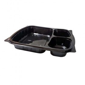 Caserole meniu, negre, cu capac transparent, 3 comp. (50buc) Caserole termorezistente 54,13 lei