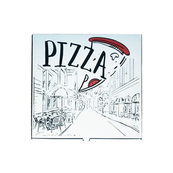 Cutii pizza, carton alb, design "urban", 30cm (100 buc) Produse 113,30 lei