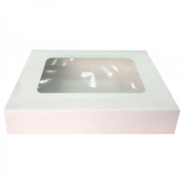 Cutie mini prajituri, carton alb cu fereastra, 24.5x34.5x6.5 cm (25buc) Produse 89,59 lei
