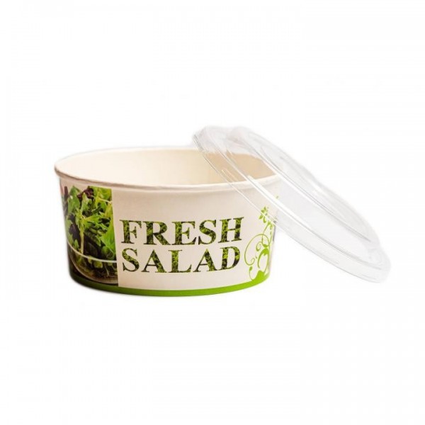 Bol carton cu capac, personalizat fresh salad, 1250cc (50buc) Produse 66,51 lei
