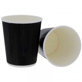 Pahare carton 235ml - 8oz, perete ripped, Black, D80, 50buc Produse 31,16 lei