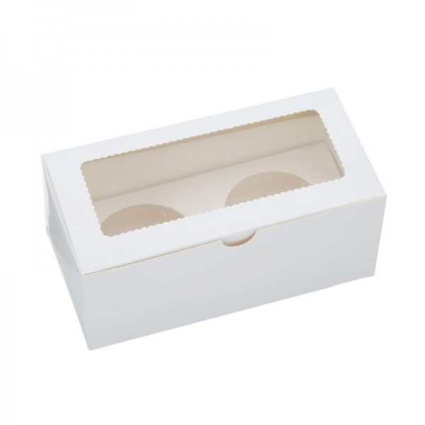 Cutii carton alb cu fereastra, 2 briose, 18*9.5 cm (25buc) Produse 108,71 lei