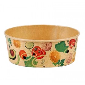 Bol carton kraft cu capac, personalizat fresh salad, 750cc (50buc) Produse 60,04 lei