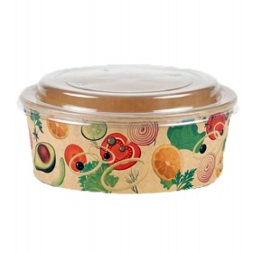 Bol carton kraft cu capac, personalizat fresh salad, 1250cc (25buc) Produse 39,05 lei