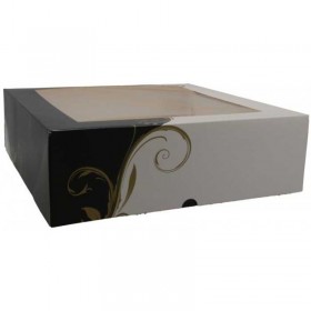 Cutii carton prajituri, black & white, cu fereastra, 32*32*h10 cm (50buc) Produse 358,44 lei